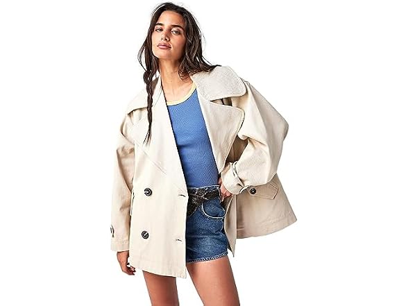Free People Women Highlands Solid Peacoat