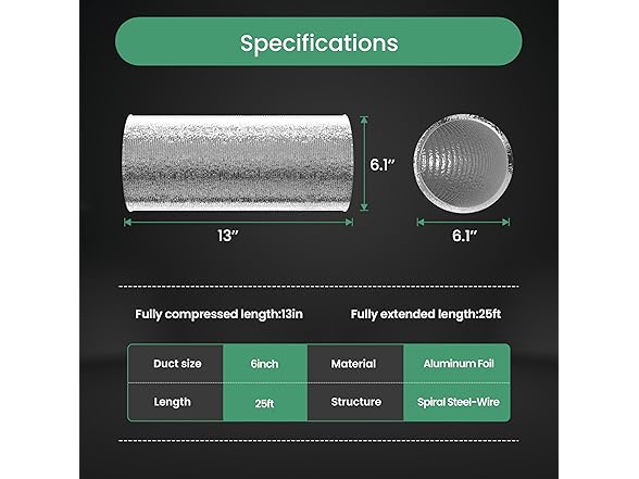 InfiniPower Flexible 6-Inch Aluminum Ducting