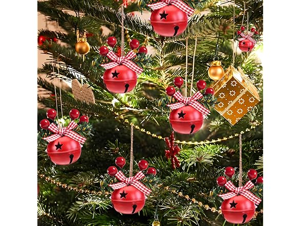 Wonsunss 18 PCS Christmas Jingle Bells Ornaments