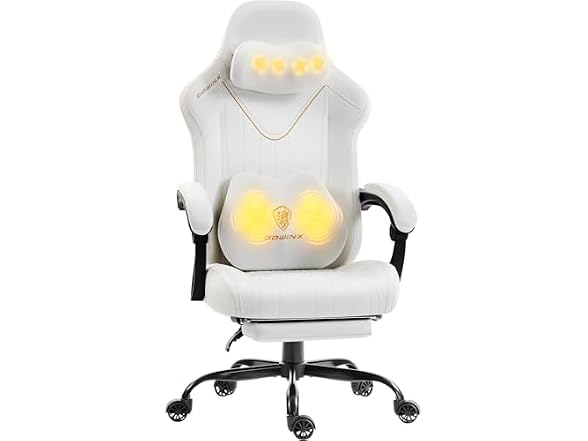 Dowinx Gaming Chair with Neck Massager White