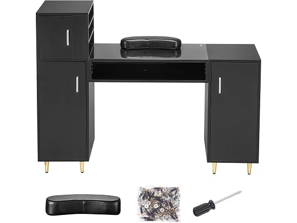 VEVOR Manicure Table, Glass Top Nail