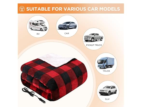 Westinghouse Heated Car Blanket, 59" x 43”