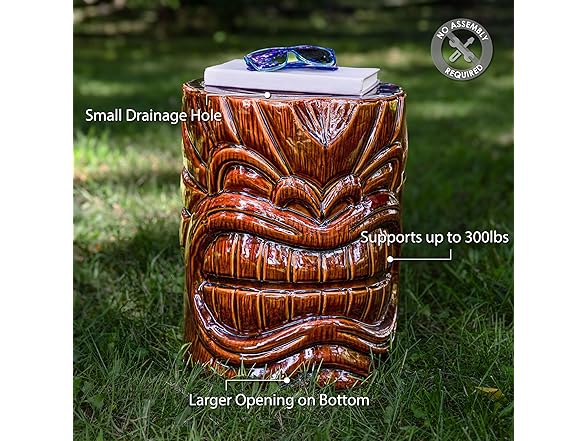 Sunnydaze Tropical Tiki Head Ceramic Garden Side Table