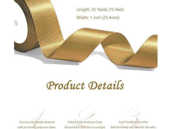 Gold & Red Satin Ribbon 1" x 4 Rolls