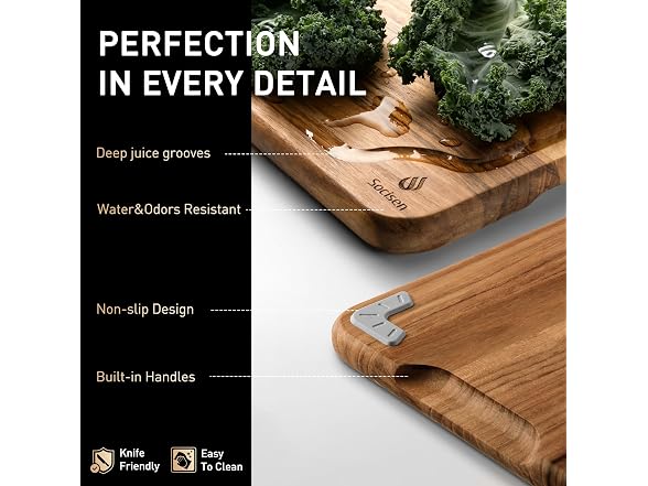 Socisen 3-Pack Teak Wood Cutting Boards