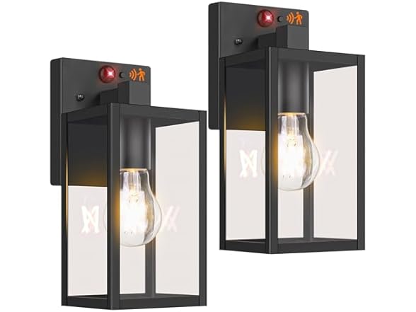 BesLowe 2-Pack Outdoor Wall Lights, Black