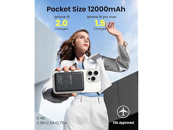 12,000mAh Magsafe Wireless Power Bank | 22.5W USB-C