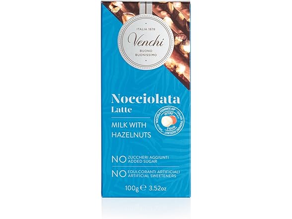 Venchi No Sugar Milk Hazelnut Bar 3.52oz