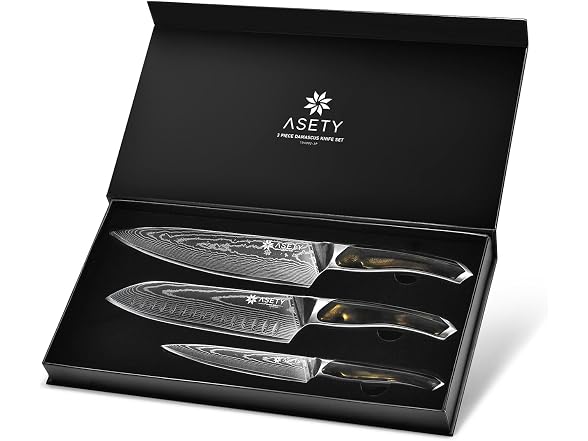 ASETY Damascus Knife Set Resin Handle