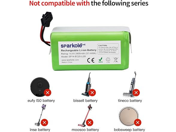 SPARKOLE 14.4V 2600mAh Replacement Battery for M