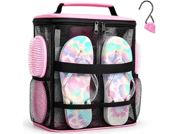NOBLIGOAL Mesh Shower Caddy Bag Pink
