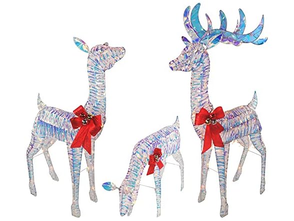 Top Treasures 3-Piece Iridescent Reindeer Family