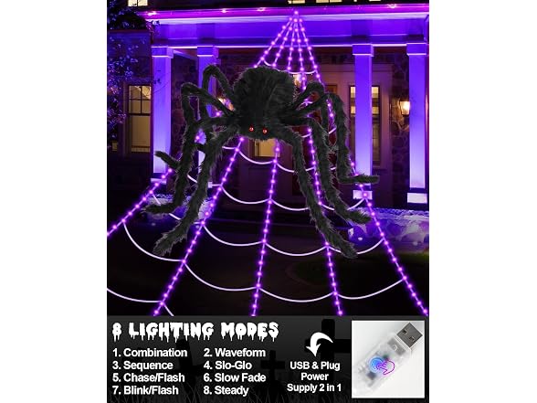 ECOHDT Spider Webs Halloween Lights