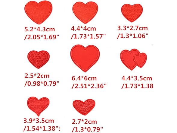 Ximkee 16pcs Red Heart Embroidery Iron On Patch
