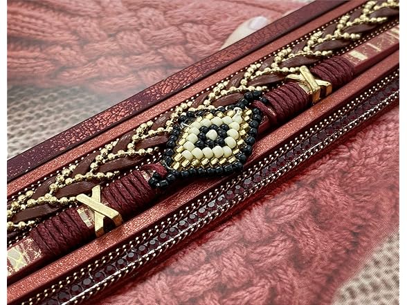 Red Boho Wraps Handmade Beaded Bracelet