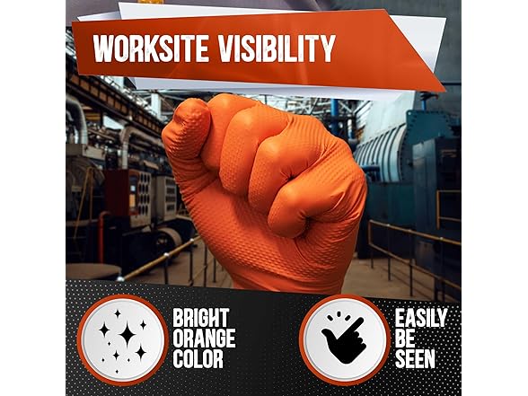 Orange Nitrile Gloves 8Mil XXL 100Ct