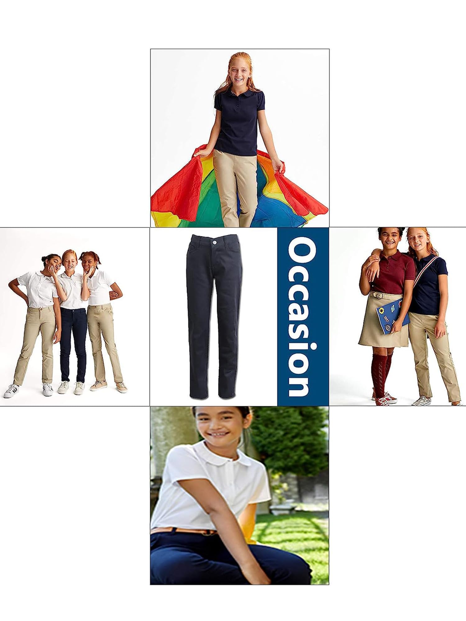 2PK Girls Stretch Pencil Uniform Pants - Gallery 11