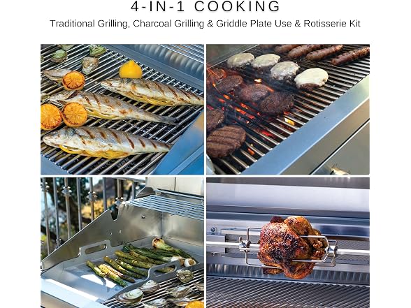 Fuego F36S-Pro All 304SS w/Lights & Rear Burner Free Standing Gas Grill
