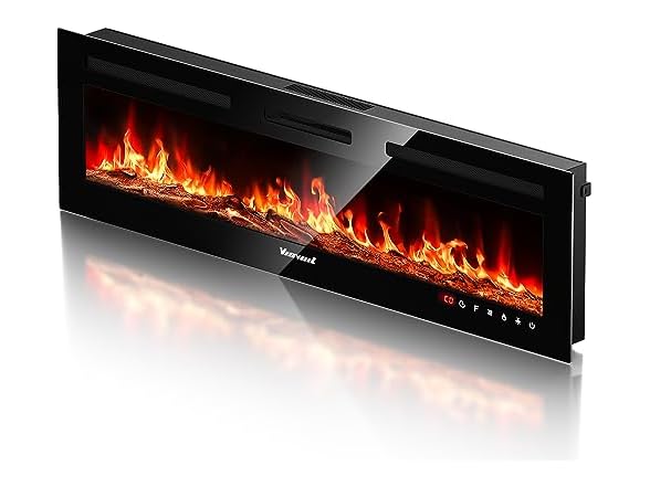 Electric Realistic Fireplace Heater 60In 750-1500W