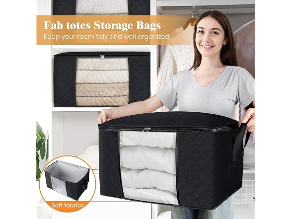 Fab totes 60L Black 10 Pack Storage Bags
