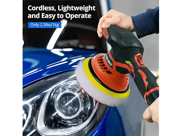 FABOKA FA001 6in Cordless Car Buffer Polisher Red