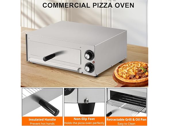 1100W Commercial Countertop Pizza Oven, 13 Inch 