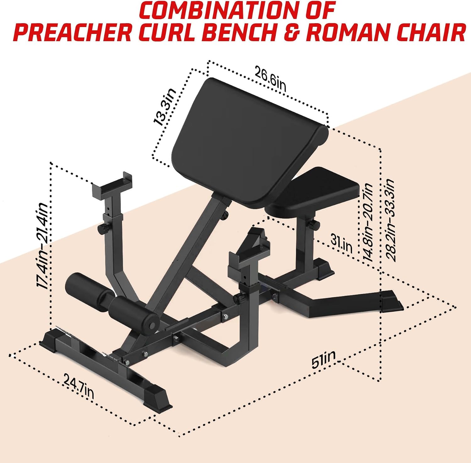 2-in-1 Roman Chair & Preacher wave Bench Black - Gallery 12