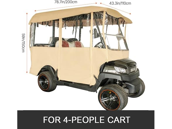 Golf Cart Enclosure, with 4-Sided Fairway
