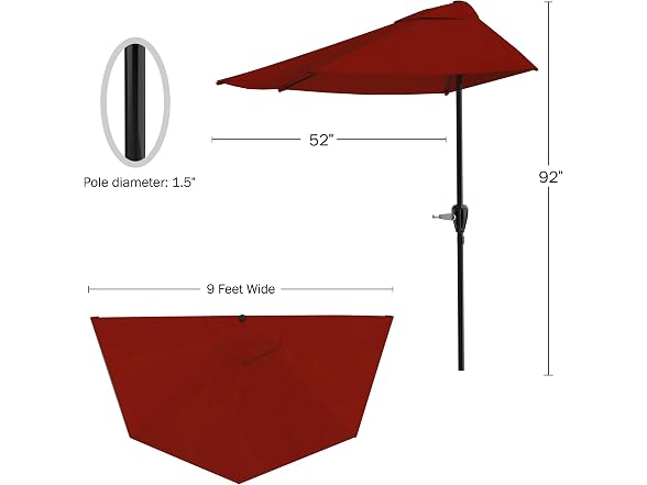 Half Umbrella Outdoor Patio Shade - 9ft