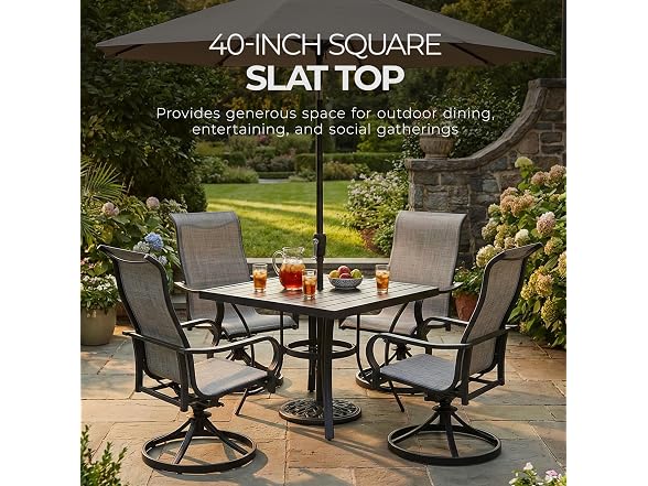 Four Seasons Courtyard Palermo Aluminum Slat Top Patio Bistro Table