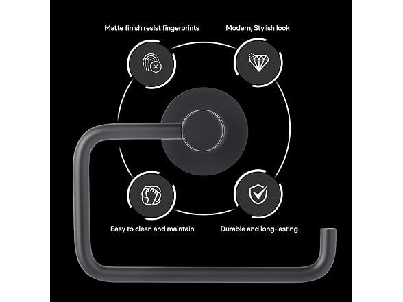 HIGHCRAFT Matte Black Toilet Paper Holder