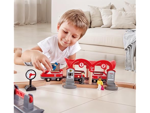 Hape Wooden Busy City Train Rail Set