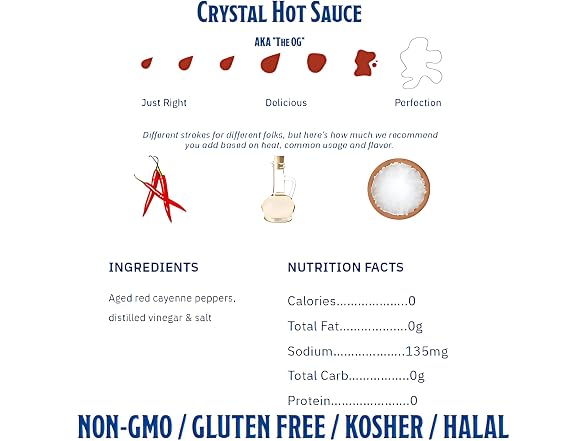 Crystal Hot Sauce, Original - 12 oz Bottle, Pack of 6