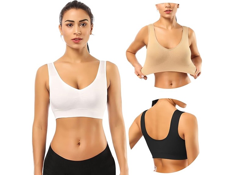 3 Pack Sports Bras With Removable Pads