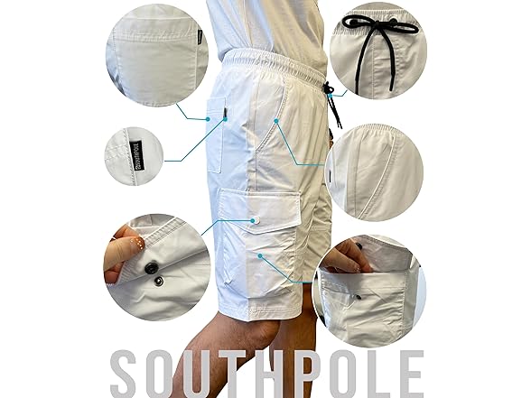 Southpole Men Tech Woven Nylon Cargo Shorts