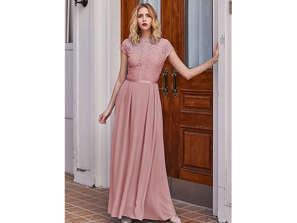 Miusol Women (L) Formal Scoop Neck Lace Maxi Dress