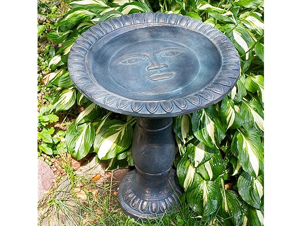 Sunnydaze 26” H Concrete Bird Bath Patina Blue