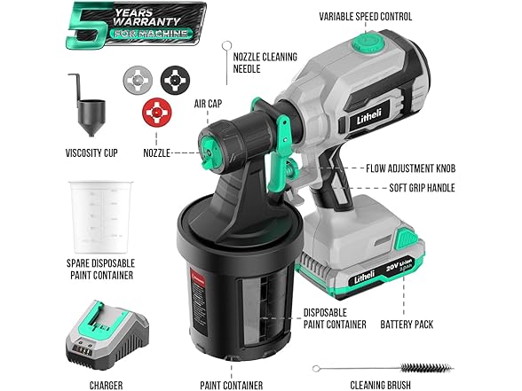 20V Brushless Cordless Paint Sprayer 2.0Ah