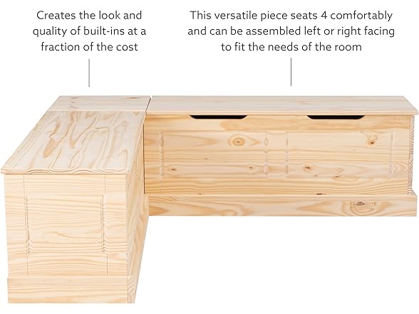 Linon Harris Unfinished Wood Backless Nook