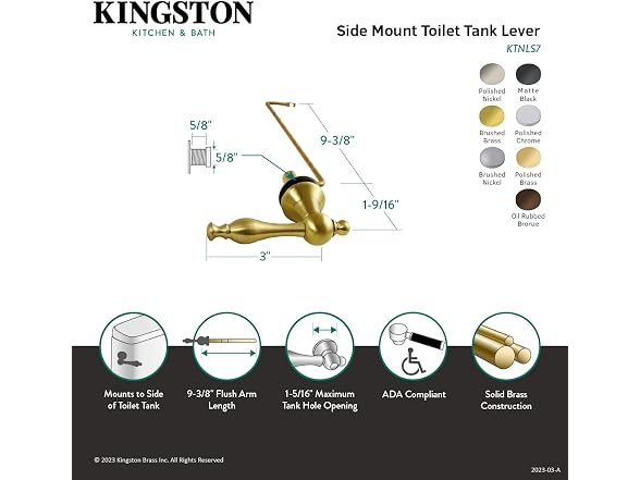 Kingston Brass Naples Side Mount Toilet Tank Lever