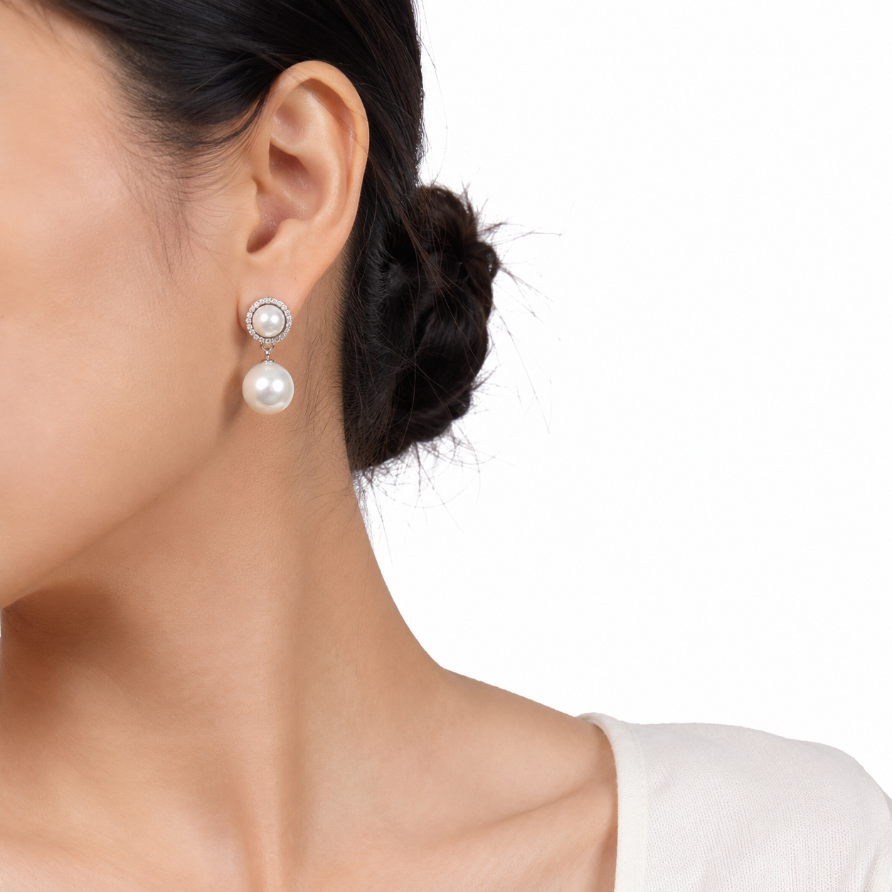 SS Double Mother of Pearl Drop Earrings - Gallery 6