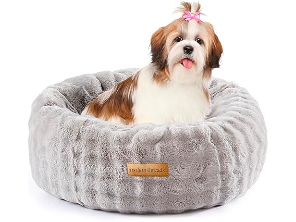 Modern Threads Calming Donut Dog Bed for Small Dogs