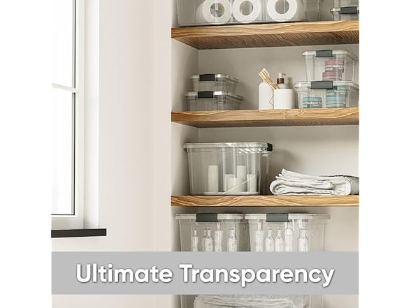 Superio Clear Storage Boxes with Lid, 3 Pack