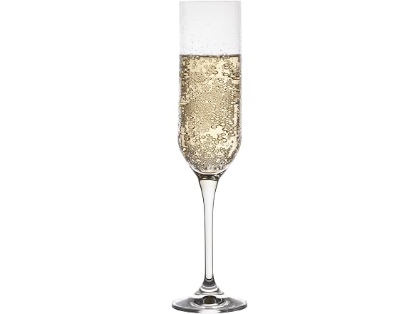 Mikasa Upton Lead-Free Champagne Flute Glasses, Set of 4, 8 Ounce