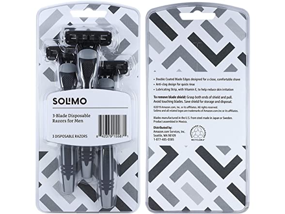 Solimo Razors for Men, 6 count