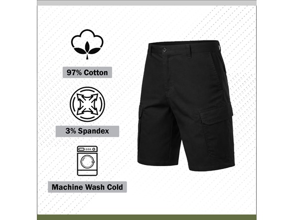 3Pk Mens Cotton Stretch Cargo Shorts