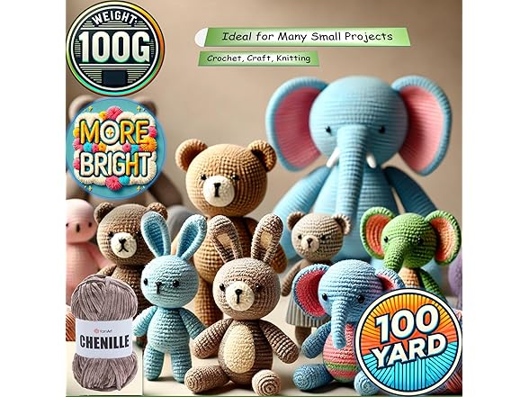 Art of Yarn 2 Skein Yarn Art Chenille Yarn