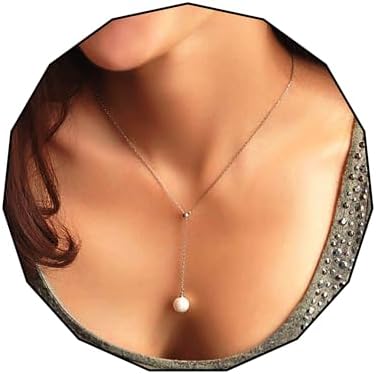 Olbye Pearl Pendant Necklace Silver Drop Necklace Choker Unique Necklace Jewelry for Women (Silver)