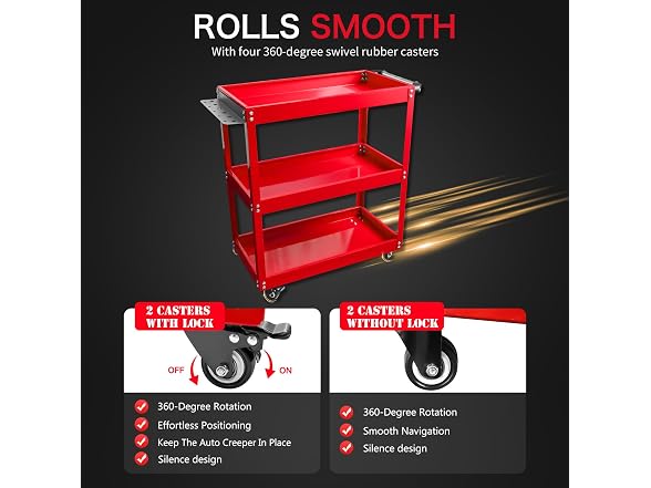 YATOINTO Metal 3 Tier Rolling Cart