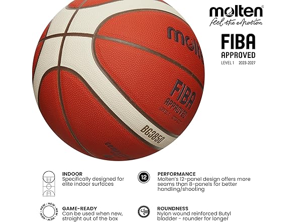 Molten BG3850 Basketball, Orange/Ivory